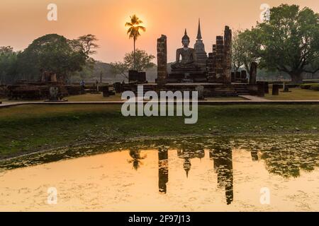 Thailandia, Sukothai, Wat Mahathat tempio Foto Stock