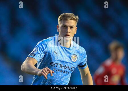 Manchester, Regno Unito. 16 Apr 2021. Liam Delap n.9 di Manchester City a Manchester, Regno Unito il 4/16/2021. (Foto di Conor Molloy/News Images/Sipa USA) Credit: Sipa USA/Alamy Live News Foto Stock