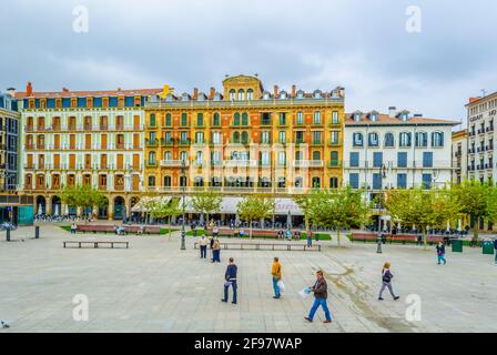 Plaza del castillo nella città spagnola di Pamplona Foto Stock