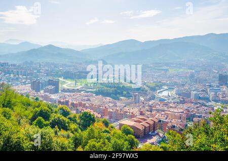 Vista aerea di Bilbao dalla collina di Artxanda, Spagna Foto Stock