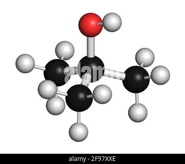 Molecola di solvente di alcol terz-butilico, illustrazione Foto Stock
