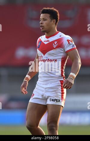 St Helens, Regno Unito. 16 Apr 2021. Regan Grace (5) di St Helens durante la partita a St Helens, UK, il 16/2021. (Foto di Richard Long/News Images/Sipa USA) Credit: Sipa USA/Alamy Live News Foto Stock