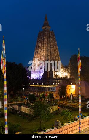 India, Bodhgaya, scene al tempio Mahabodhi Foto Stock