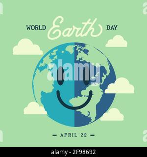 Poster del giorno della Terra del mondo, aprile 22 banner vettoriale a illustrazione piatta Illustrazione Vettoriale