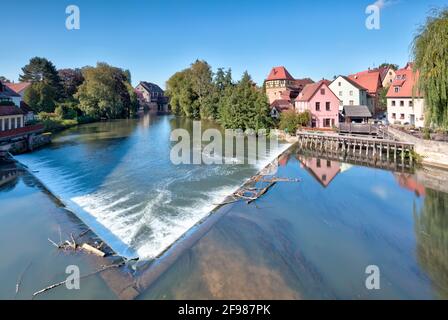 Schleifmühle, Judenturm, fiume, città vecchia, architettura, Autunno, Lauf an der Pegnitz, Franconia Centrale, Franconia, Baviera, Germania Foto Stock