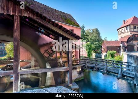 Schleifmühle, Judenturm, fiume, città vecchia, architettura, Autunno, Lauf an der Pegnitz, Franconia Centrale, Franconia, Baviera, Germania Foto Stock