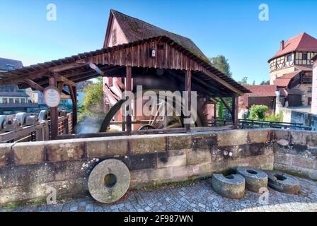 Schleifmühle, Judenturm, fiume, città vecchia, architettura, Autunno, Lauf an der Pegnitz, Franconia Centrale, Franconia, Baviera, Germania Foto Stock