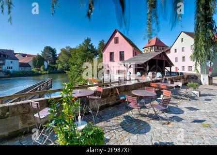 Schleifmühle, Judenturm, fiume, città vecchia, architettura, Autunno, Lauf an der Pegnitz, Franconia Centrale, Franconia, Baviera, Germania Foto Stock