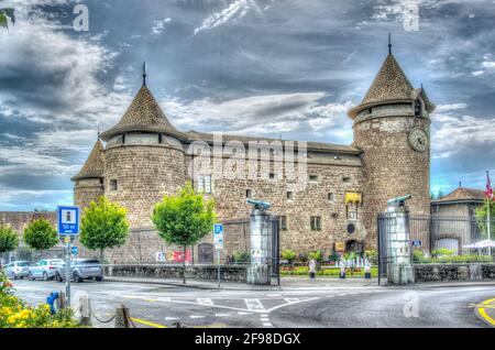 Palace de Morges in Svizzera Foto Stock