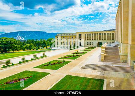 Palazzo delle Nazioni - sede delle Nazioni Unite - a Ginevra, Svizzera Foto Stock