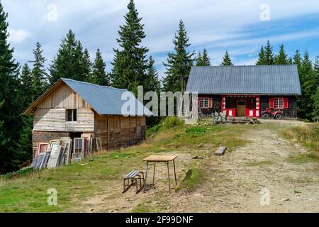 Rifugio Negoiu nei Monti Fagaras, Romania Foto Stock