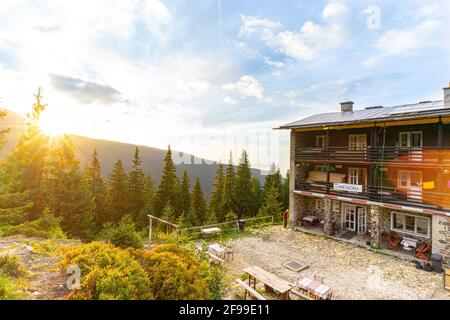 Rifugio Negoiu nei Monti Fagaras, Romania Foto Stock