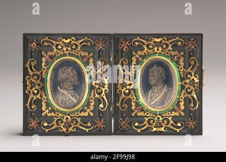 Giangaleazzo Visconti, primo duca di Milano, [e la sua seconda moglie Caterina Visconti, Obverse]. Foto Stock