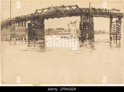 Il vecchio ponte di Battersea, 1879. Foto Stock