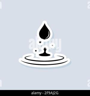 Adesivo per gocce d'acqua e schizzi. Icona di spruzzamento d'acqua. Vettore su sfondo isolato. EPS 10. Illustrazione Vettoriale
