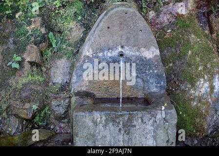 fonte di acqua di sorgente sulla montagna Foto Stock
