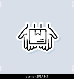 Adesivo del servizio di consegna. Icone di veicoli a consegna rapida con scatola. Logo di consegna rapida. Vettore su sfondo isolato. EPS 10. Illustrazione Vettoriale