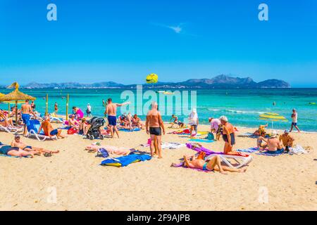 CAN PICAFORT, SPAGNA, 23 MAGGIO 2017: Playa de Muro a Can Picafort, Spagna Foto Stock