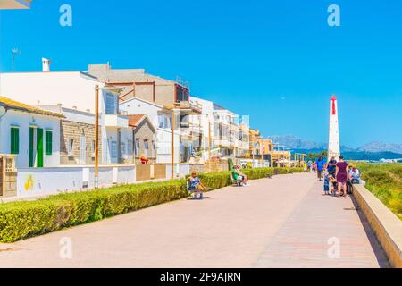 CAN PICAFORT, SPAGNA, 23 MAGGIO 2017: Lungomare di Can Picafort a Mallorca, Spagna Foto Stock