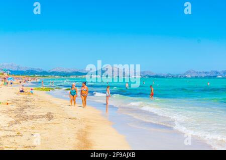 CAN PICAFORT, SPAGNA, 23 MAGGIO 2017: Playa de Muro a Can Picafort, Spagna Foto Stock