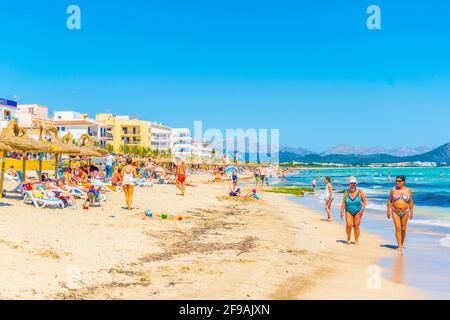 CAN PICAFORT, SPAGNA, 23 MAGGIO 2017: Playa de Muro a Can Picafort, Spagna Foto Stock