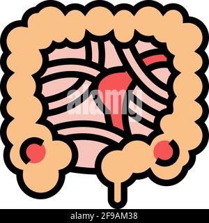 ostruzione intestinale malattia colore icona vettore illustrazione Illustrazione Vettoriale