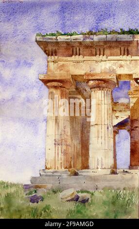 Tempio di Nettuno, Paestum, 1898. Foto Stock
