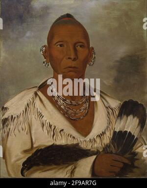 Xfa; K-a-tah-mish-o-k& xe1; h-kaik, Black Hawk, Prominent SAC Chief, 1832. Foto Stock