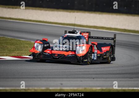 28 Lafargue Paul (fra), Chatin Paul-Loup (fra), Pilet Patrick (fra), Idec Sport, Oreca 07 - Gibson, azione durante la 2021 4 ore di Barcellona, 1° round della 2021 European le Mans Series, dal 15 al 17 aprile 2021 sul circuito di Barcellona-Catalunya, a Montmelo, vicino a Barcellona, Spagna - Foto Xavi Bonilla / DPPI / LiveMedia Foto Stock