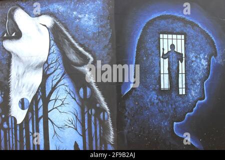 Street Art a New Brighton, Wirral, Regno Unito Foto Stock