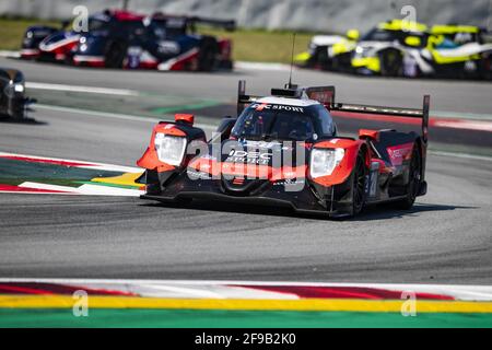 28 Lafargue Paul (fra), Chatin Paul-Loup (fra), Pilet Patrick (fra), Idec Sport, Oreca 07 - Gibson, azione durante la 2021 4 ore di Barcellona, 1° round della 2021 European le Mans Series, dal 15 al 17 aprile 2021 sul circuito di Barcellona-Catalunya, a Montmelo, vicino a Barcellona, Spagna - Foto Xavi Bonilla / DPPI / LiveMedia Foto Stock