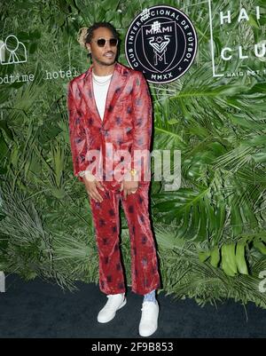 Miami Beach, Stati Uniti. 17 Apr 2021. Future Walks il tappeto rosso per celebrare l'apertura del Goodtime Hotel a Miami Beach, Florida, venerdì 16 aprile 2021. Foto di Gary i Rothstein/UPI Credit: UPI/Alamy Live News Foto Stock