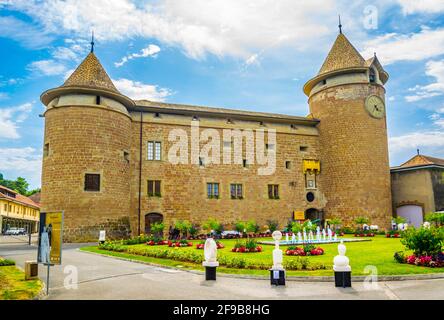 MORGES, SVIZZERA, 18 LUGLIO 2017: Palace de Morges in Svizzera Foto Stock