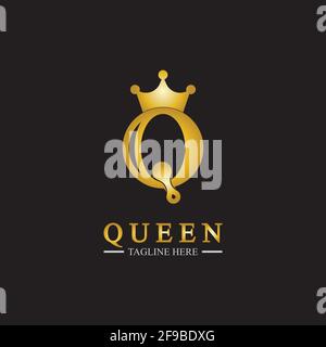 Letter Q Queen Logo Design ispirazione per il business e l'azienda. Illustrazione Vettoriale