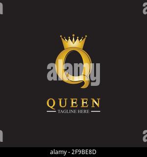 Letter Q Queen Logo Design ispirazione per il business e l'azienda. Illustrazione Vettoriale