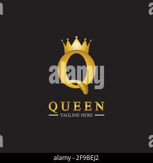 Letter Q Queen Logo Design ispirazione per il business e l'azienda. Illustrazione Vettoriale