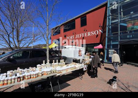 Mercato agricolo Port Jefferson Village Long Island New York Foto Stock