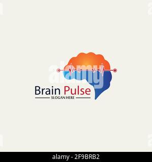 Health Brain Pulse Logo Template Design Vector, Emblem, Design Concept, Creative Symbol, Icon. Illustrazione Vettoriale