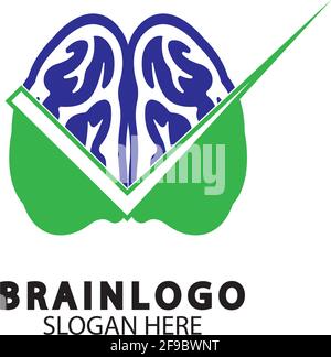 Il logo Brain progetta il vettore concettuale, il logo Health Brain Pulse, il vettore modello del logo Brain Care Illustrazione Vettoriale