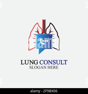 Lungs Consult Logo disegni vettoriali, Lungs Forum logo template, Lungs Care icona. Illustrazione Vettoriale