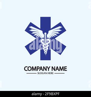 Caduceus, icona del logo Caduceus per le illustrazioni vettoriali concettuali di Medical healthcare Illustrazione Vettoriale
