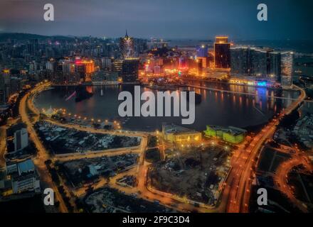 Stile portoghese e cinese su macao Foto Stock