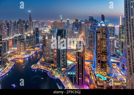 Vista panoramica di Dubai Marina Foto Stock