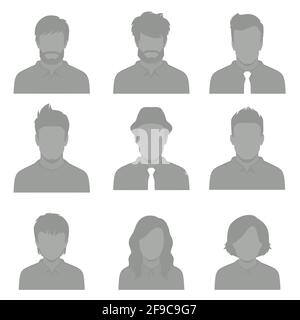 set di avatar piatti, icona persone vettoriali, illustrazione del design dei volti dell'utente Illustrazione Vettoriale