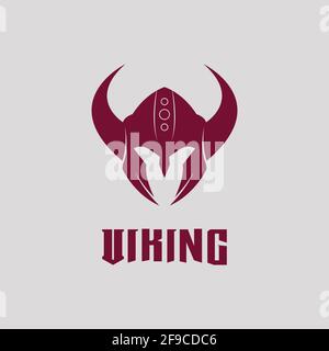 Modello vettoriale per il design del logo dell'elmetto Viking Illustrazione Vettoriale