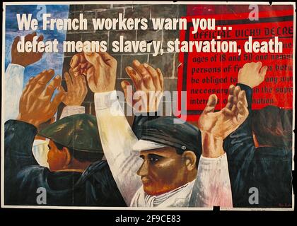 Un poster americano della seconda guerra mondiale che utilizza slogan patriottici per ottenere il sostegno per lo sforzo di guerra Foto Stock