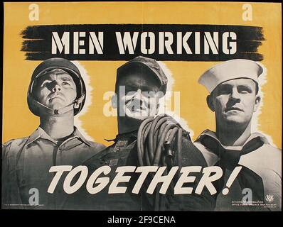 Un poster americano della seconda guerra mondiale sull'aumento della produzione in guerra sforzo e solidarietà Foto Stock