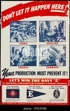 Un poster americano della seconda guerra mondiale sull'aumento della produzione in guerra sforzo Foto Stock