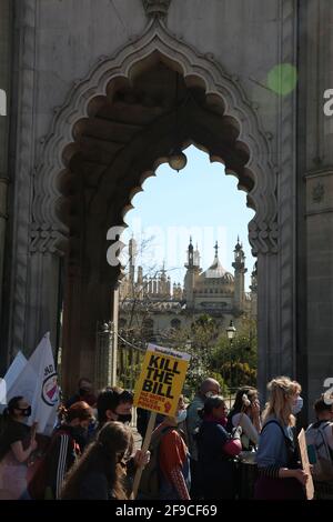 Uccidere le proteste di Bill, Brighton, Regno Unito, 17 aprile 2021 Foto Stock