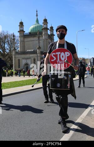 Uccidere le proteste di Bill, Brighton, Regno Unito, 17 aprile 2021 Foto Stock